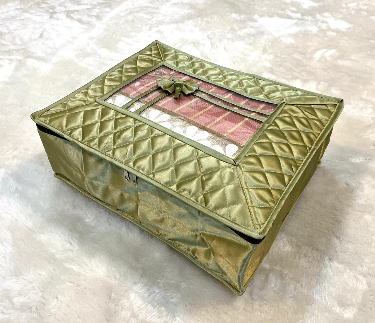 Olive Green Premium Satin Saree Cover – 6 Inch Height ( 2 Pieces )