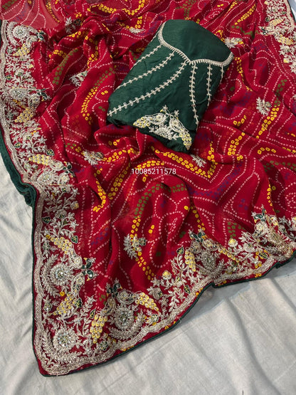 New Launching Traditional Bandhej Saree Collection – Soft Georgette with Heavy C-Pallu & Diamond Work