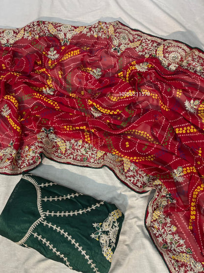 New Launching Traditional Bandhej Saree Collection – Soft Georgette with Heavy C-Pallu & Diamond Work