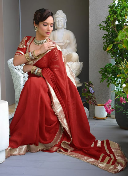 Premium Ankita Lokhande Saree | Hand Charkhi Gotta Patti Work | Fully Stitched Blouse | Soft Georgette Saree