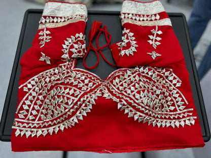 Premium Ankita Lokhande Saree | Hand Charkhi Gotta Patti Work | Fully Stitched Blouse | Soft Georgette Saree