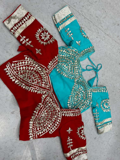 Premium Ankita Lokhande Saree | Hand Charkhi Gotta Patti Work | Fully Stitched Blouse | Soft Georgette Saree