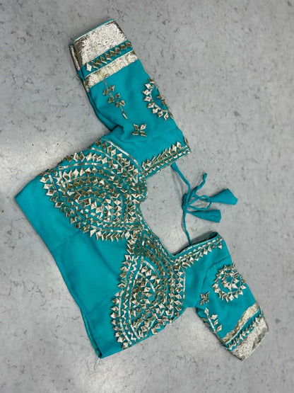 Premium Ankita Lokhande Saree | Hand Charkhi Gotta Patti Work | Fully Stitched Blouse | Soft Georgette Saree