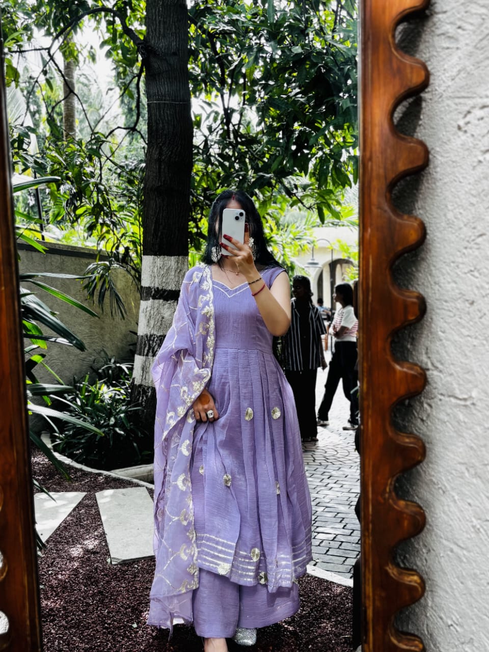 Real Modeling Superhit Anarkali Plazzo Set – Soft Crunchy Chiffon | Hand Gotta Patti Work | Premium Festive Wear for Women