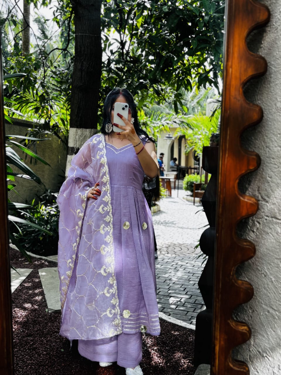 Real Modeling Superhit Anarkali Plazzo Set – Soft Crunchy Chiffon | Hand Gotta Patti Work | Premium Festive Wear for Women