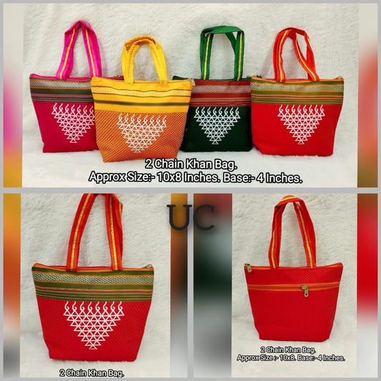 2 Chain Khan Handbag for Women | Ethnic Tote Bag | Return Gift Bag ( 12 Pieces )
