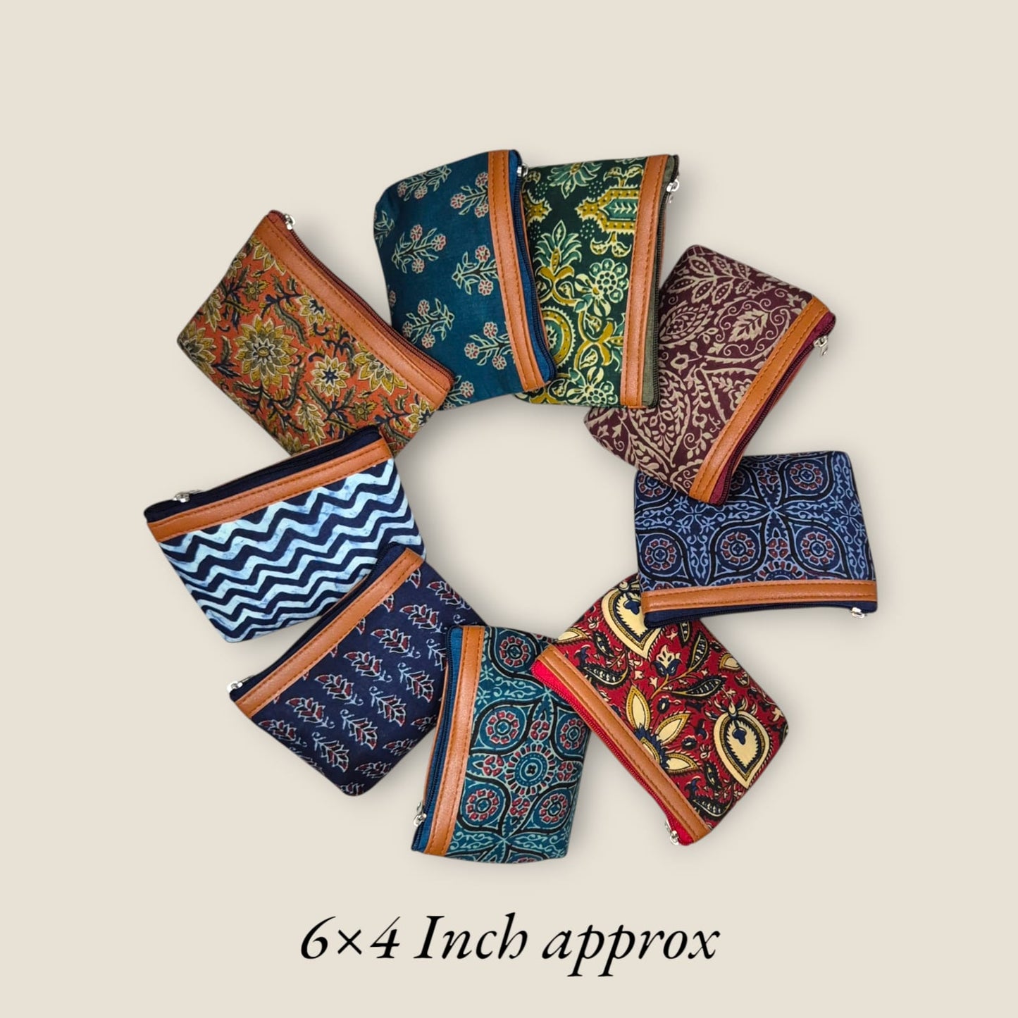Ethnic Printed Coin Pouch for Women | Small Zip Wallet | Return Gift Pouch ( 15 Pieces )