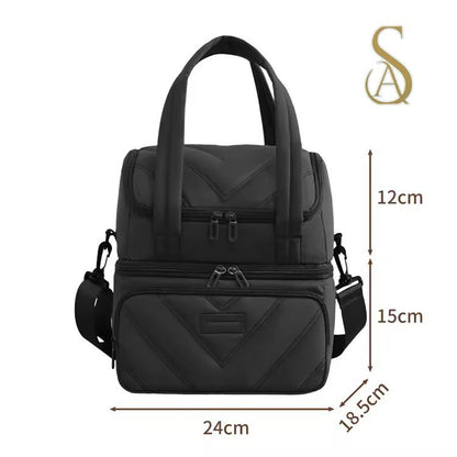 Imported Insulated Lunch Bag – Double Layer Picnic & Camping Lunch Box Handbag | Large Capacity Office Lunch Bag