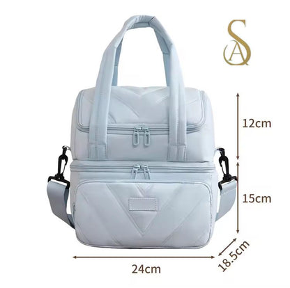 Imported Insulated Lunch Bag – Double Layer Picnic & Camping Lunch Box Handbag | Large Capacity Office Lunch Bag