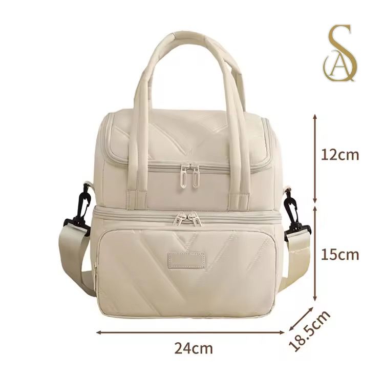 Imported Insulated Lunch Bag – Double Layer Picnic & Camping Lunch Box Handbag | Large Capacity Office Lunch Bag