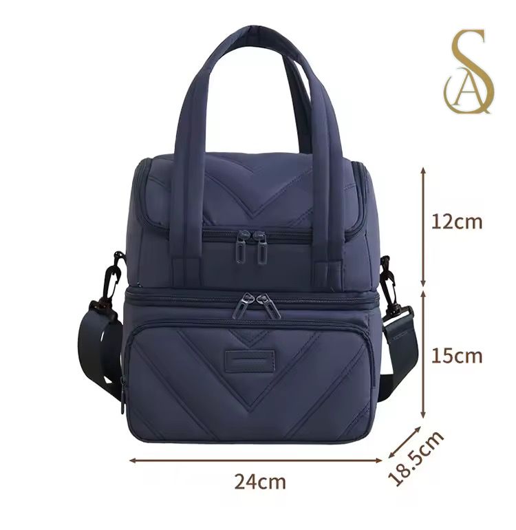 Imported Insulated Lunch Bag – Double Layer Picnic & Camping Lunch Box Handbag | Large Capacity Office Lunch Bag