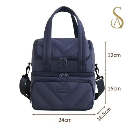 Imported Insulated Lunch Bag – Double Layer Picnic & Camping Lunch Box Handbag | Large Capacity Office Lunch Bag