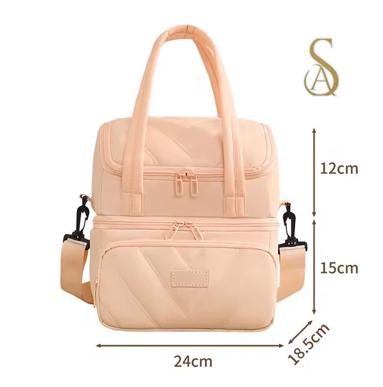 Imported Insulated Lunch Bag – Double Layer Picnic & Camping Lunch Box Handbag | Large Capacity Office Lunch Bag