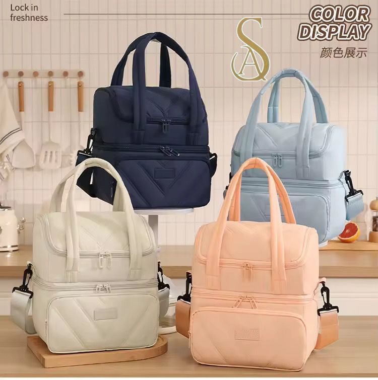 Imported Insulated Lunch Bag – Double Layer Picnic & Camping Lunch Box Handbag | Large Capacity Office Lunch Bag