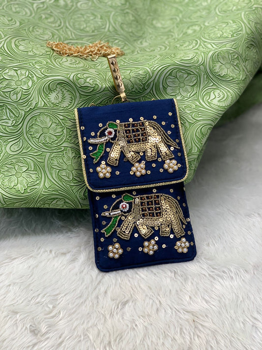 Elegant Zari Handwork Mobile Sling Bag for Women & Girls