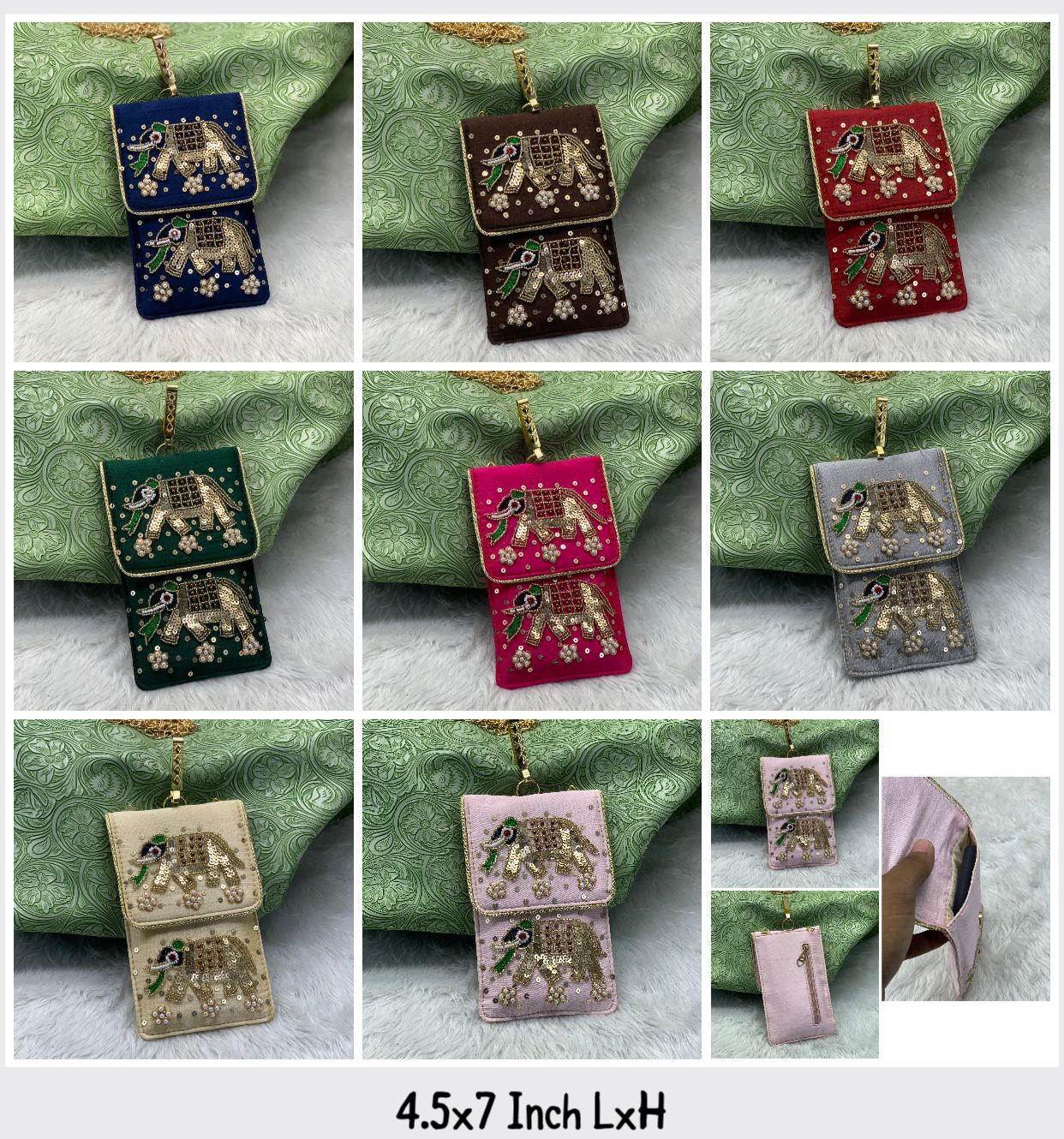 Elegant Zari Handwork Mobile Sling Bag for Women & Girls