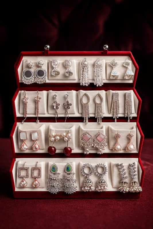 Foldable Earring Organiser (16 Pair) | Large Jewellery Storage Box | Travel Friendly Jewellery Case