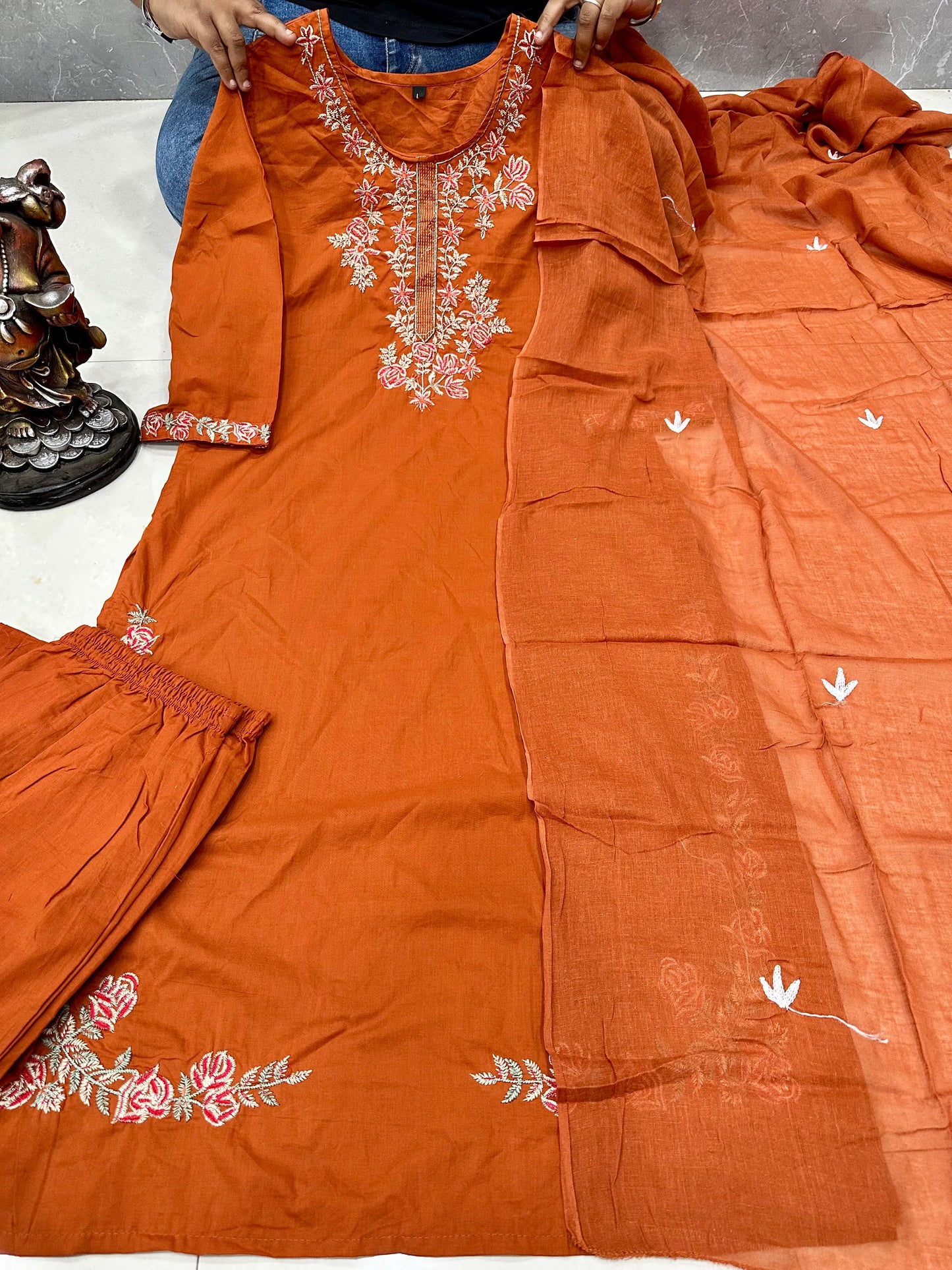 Premium Jaipuri Cotton Kurta Set with Mulmul Cotton Dupatta for Women