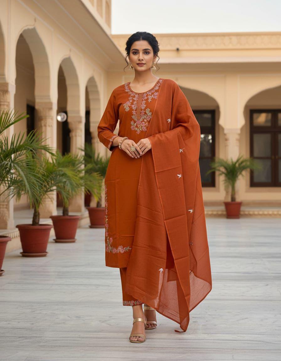 Premium Jaipuri Cotton Kurta Set with Mulmul Cotton Dupatta for Women