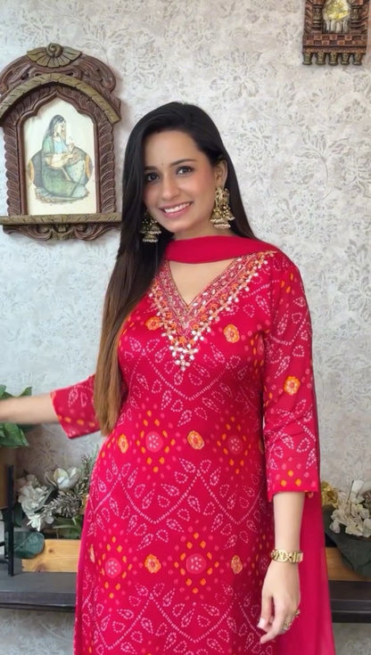 Jaipuri Cotton 3-Piece Kurta Set with Mulmul Cotton Dupatta