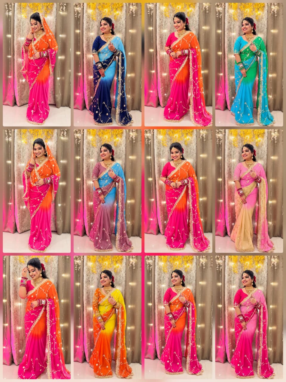Original Hand Charkhi Gotta Work Pure Chiffon Saree with Sobar Kachhi Gotta Work & Designer Lace Border