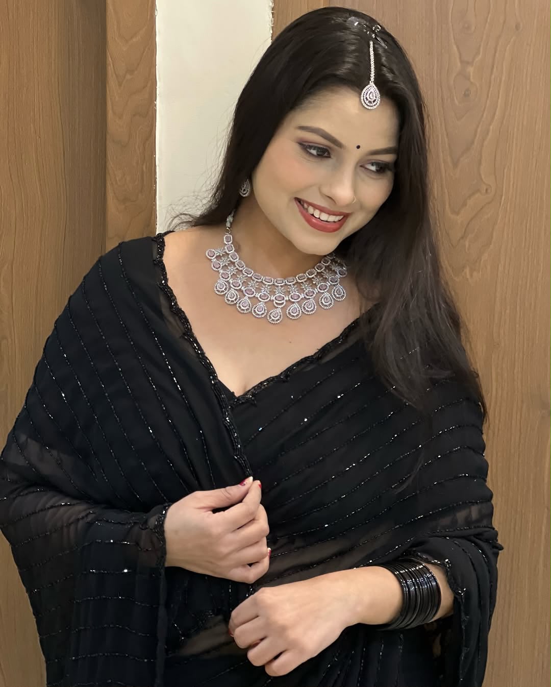Fox Georgette Saree with Khatli Cut Dana Handwork & Diamond Work | Designer Party Wear Saree with Heavy Work Blouse