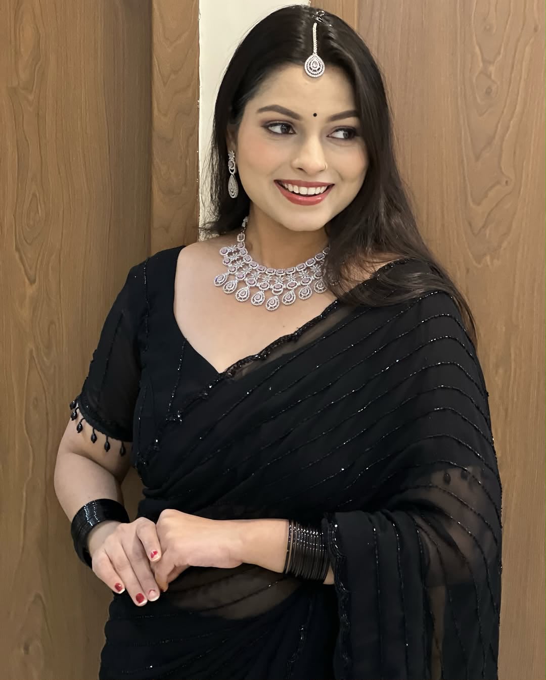 Fox Georgette Saree with Khatli Cut Dana Handwork & Diamond Work | Designer Party Wear Saree with Heavy Work Blouse