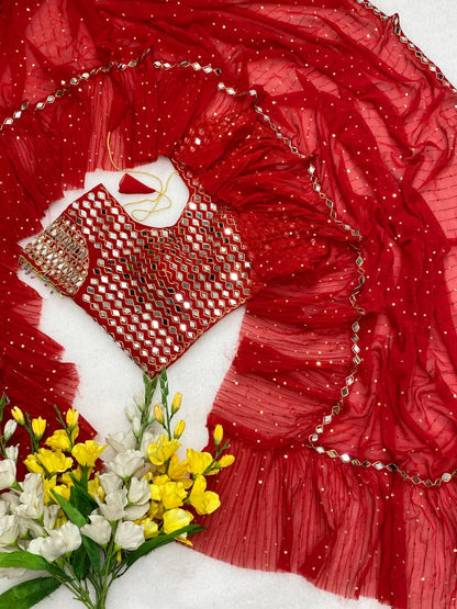 Bollywood Crush Pleated Faux Georgette Saree with Sequins Work