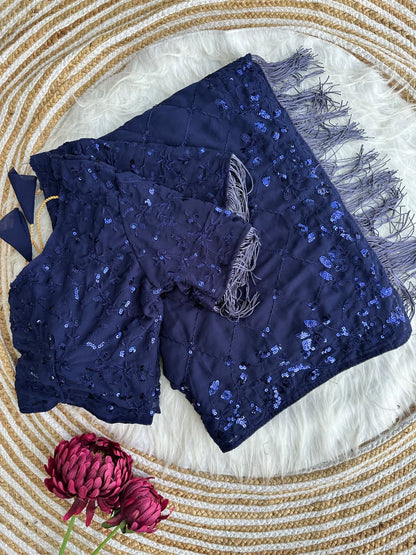 Bollywood Faux Georgette Saree with Sequins Work & Embroidered Blouse