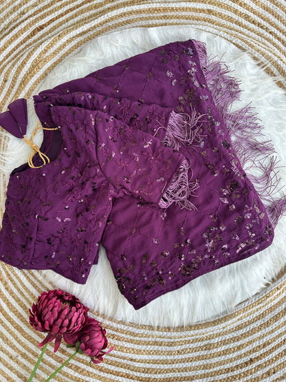 Bollywood Faux Georgette Saree with Sequins Work & Embroidered Blouse