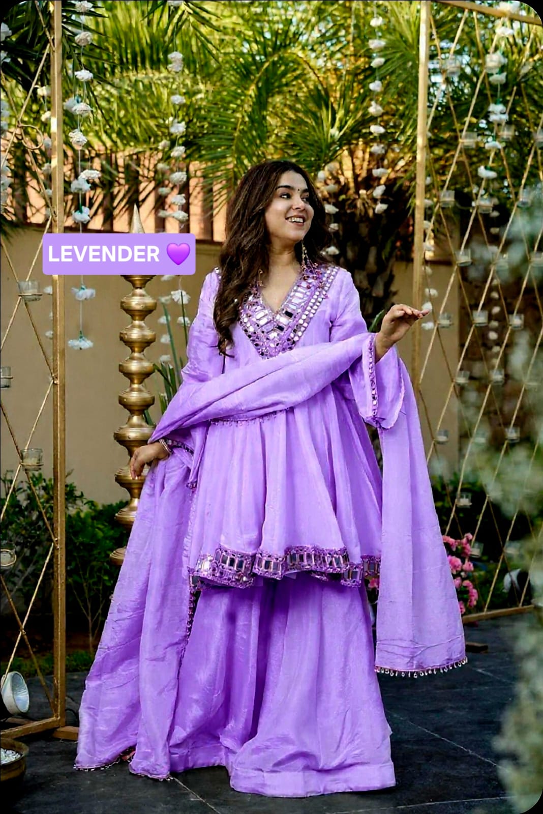Aliya Cut Kediya Style Real Mirror Work Palazzo Set with Dupatta & Mirror Pouch | Soft Chinon Ethnic Suit Set for Women