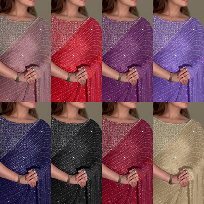 Designer Faux Georgette Saree with Heavy Sequins & Embroidery Work