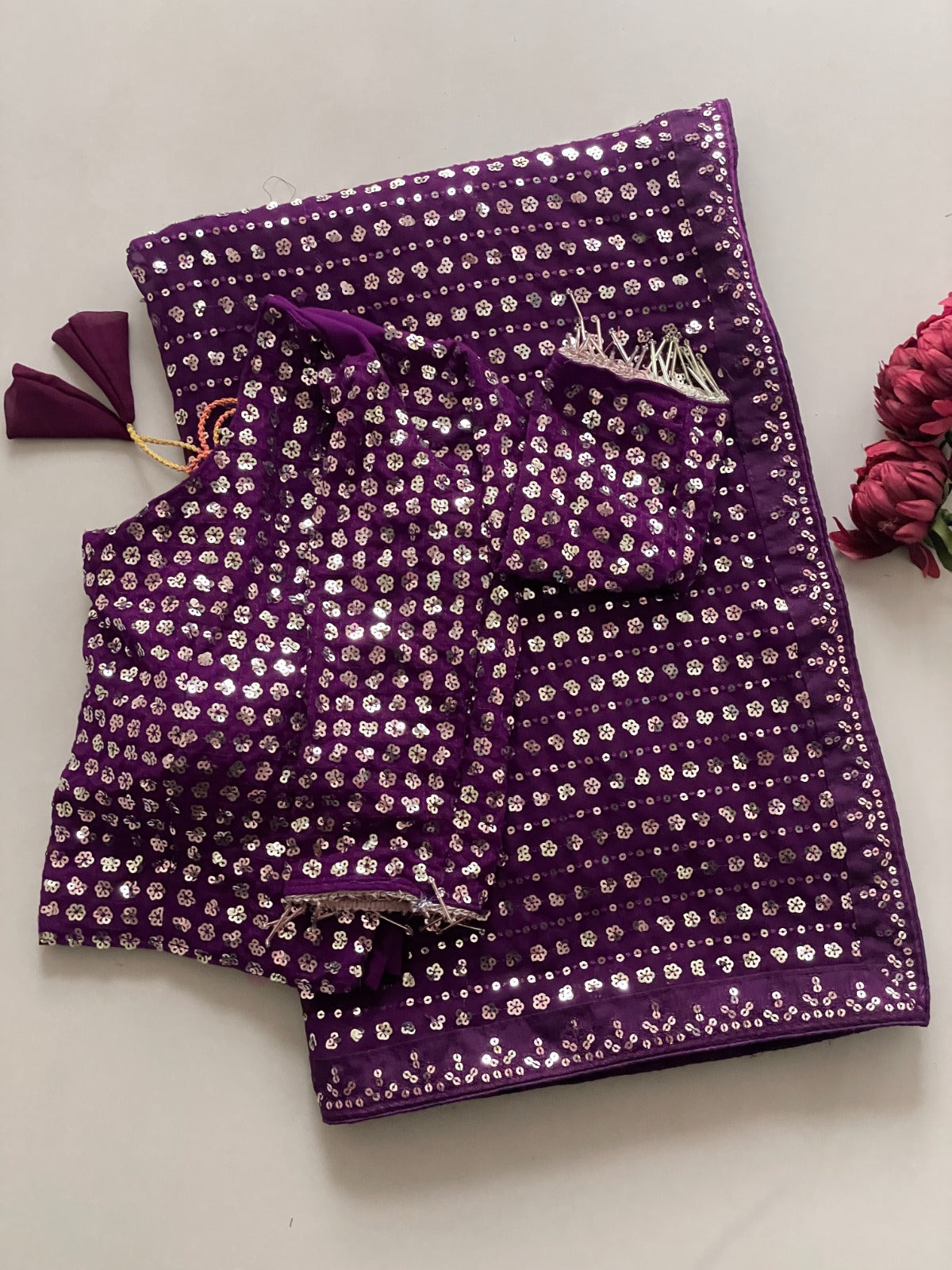 Designer Faux Georgette Saree with Heavy Sequins & Embroidery Work
