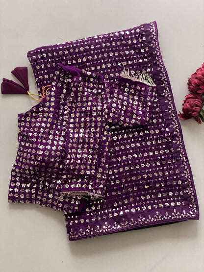 Designer Faux Georgette Saree with Heavy Sequins & Embroidery Work