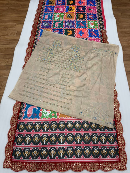 Shilpa Shetty Inspired Patola Print Georgette Saree with Swarovski Work