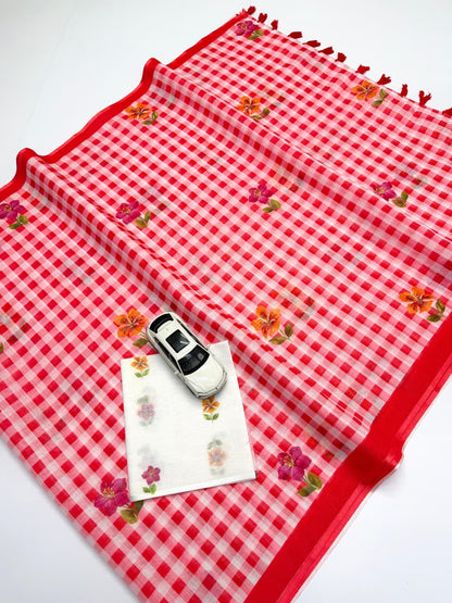 Soft Linen Digital Print Saree with Latkan (Fumka) | Elegant Casual & Festive Wear Saree