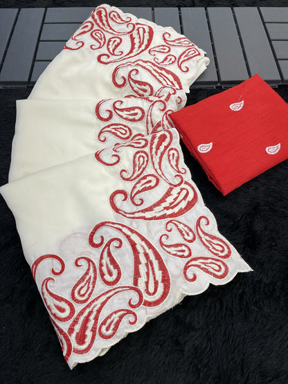 Soft Gold Crush Silk Saree with Multi Thread Embroidery Work & Mono Silk Butti Blouse