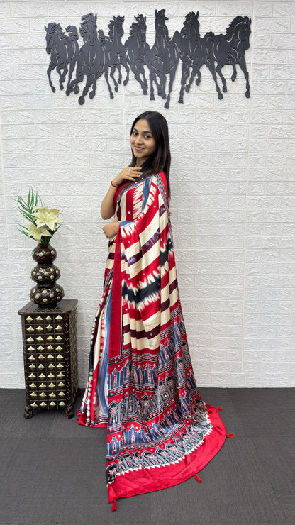 Japan Satin Silk Saree with Heavy Mirror Work | Premium Party Wear Saree