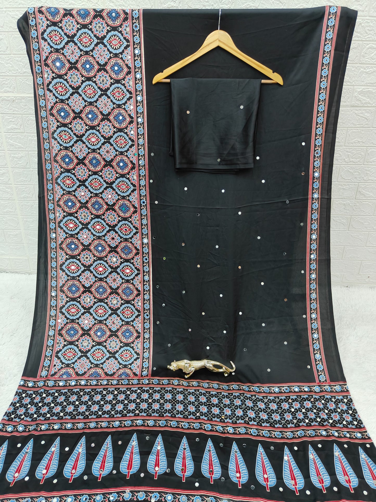 Japan Satin Silk Saree with Heavy Mirror Work | Premium Party Wear Saree