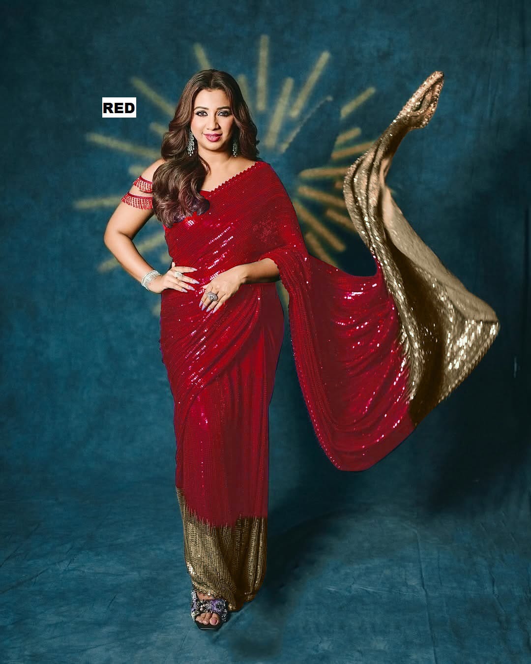 Bollywood Sequins Georgette Saree with Dual Embroidery Work