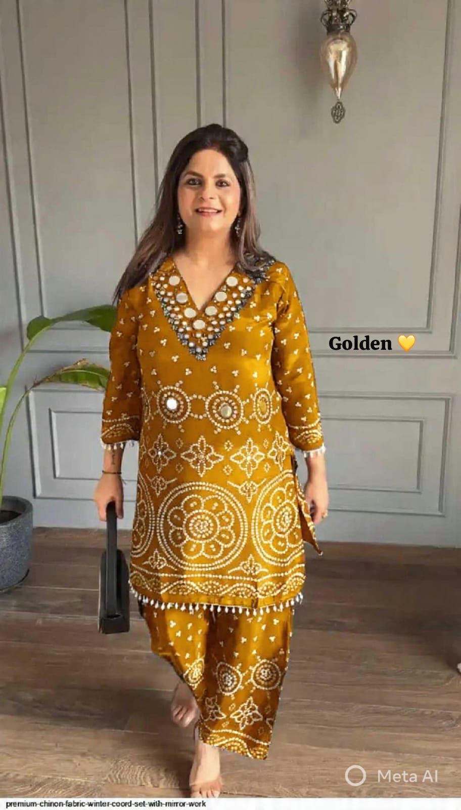 Designer Chinon Silk Co-Ord Set with Hand Embroidery for Women