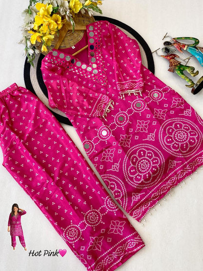 Designer Chinon Silk Co-Ord Set with Hand Embroidery for Women