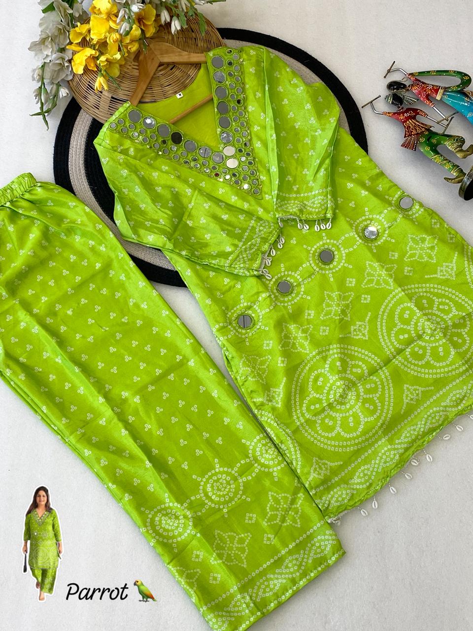 Designer Chinon Silk Co-Ord Set with Hand Embroidery for Women