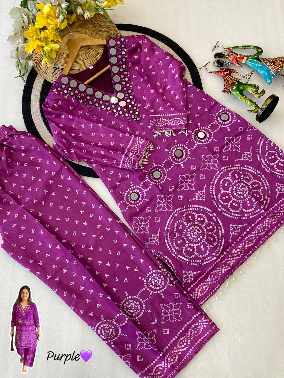 Designer Chinon Silk Co-Ord Set with Hand Embroidery for Women