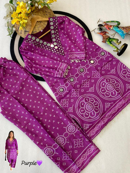 Designer Chinon Silk Co-Ord Set with Hand Embroidery for Women