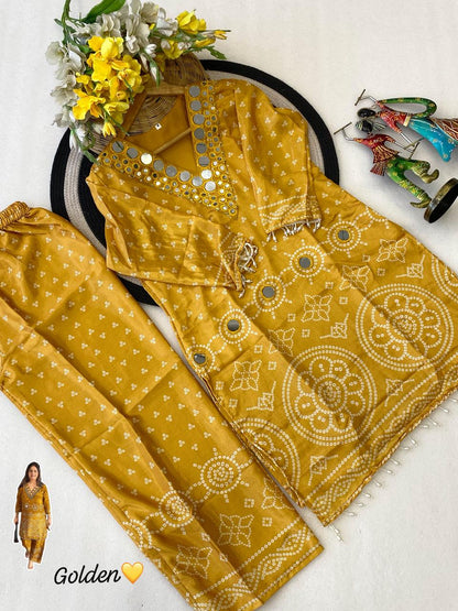 Designer Chinon Silk Co-Ord Set with Hand Embroidery for Women