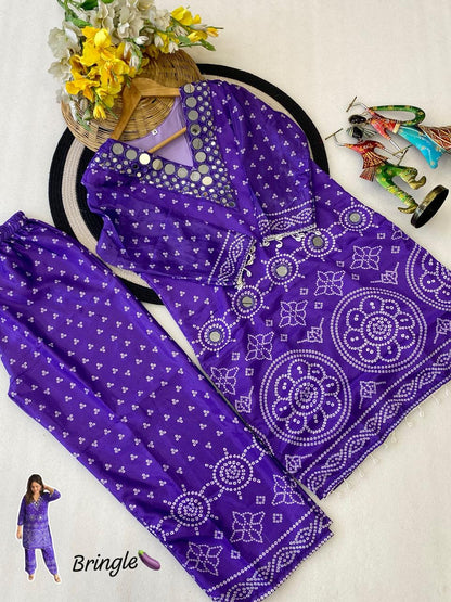 Designer Chinon Silk Co-Ord Set with Hand Embroidery for Women
