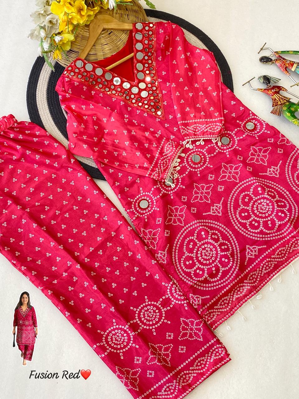 Designer Chinon Silk Co-Ord Set with Hand Embroidery for Women