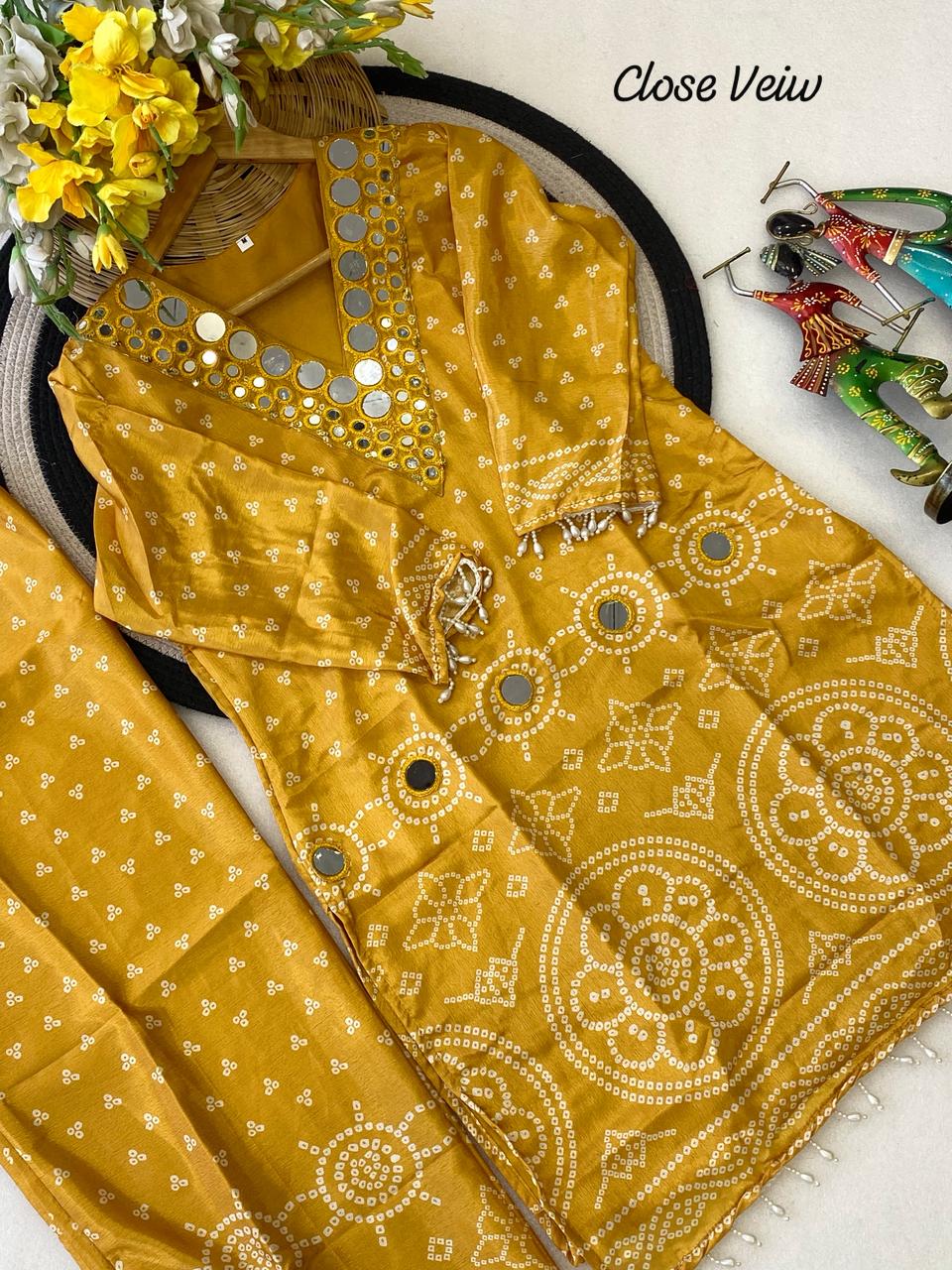 Designer Chinon Silk Co-Ord Set with Hand Embroidery for Women