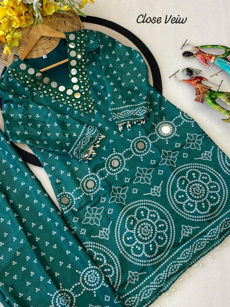 Designer Chinon Silk Co-Ord Set with Hand Embroidery for Women